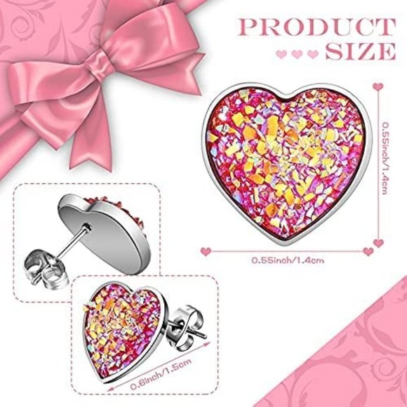 New 32 Pairs Faux Druzy Stud Earrings Stainless Steel Druzy Stud Earring… - Picture 9 of 9